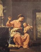Francesco Trevisani Madonna Sewing with Child oil on canvas